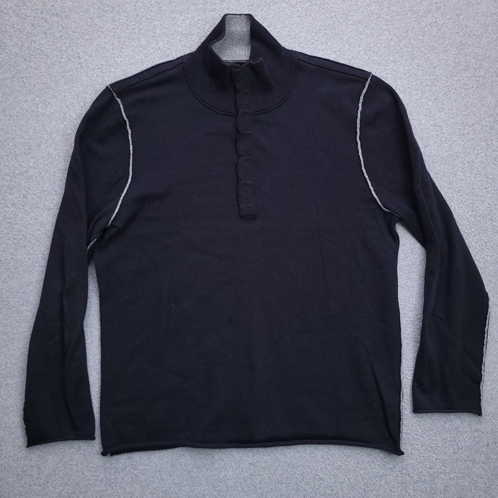 Carbon2Cobalt Sweater Large Cashmere Blend Gloaming Henley Pullover Black Mens